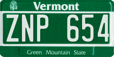VT license plate ZNP654