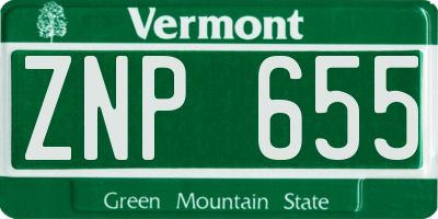 VT license plate ZNP655