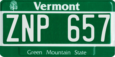 VT license plate ZNP657