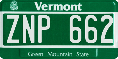 VT license plate ZNP662