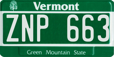 VT license plate ZNP663