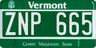 VT license plate ZNP665