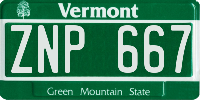 VT license plate ZNP667