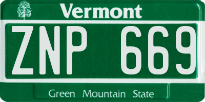 VT license plate ZNP669