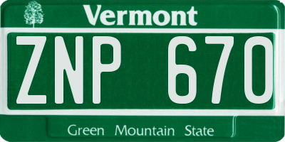 VT license plate ZNP670
