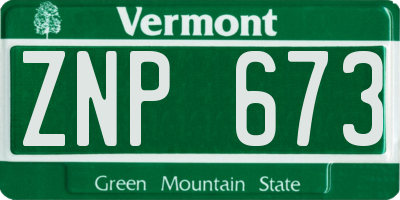 VT license plate ZNP673