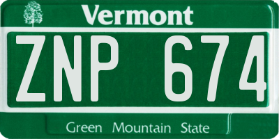 VT license plate ZNP674