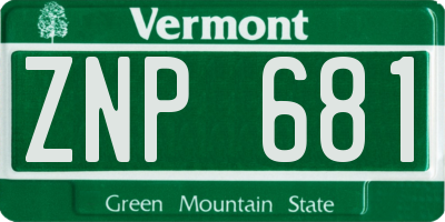 VT license plate ZNP681