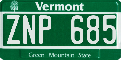 VT license plate ZNP685