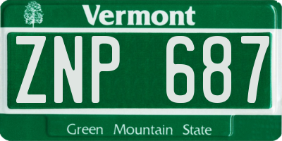 VT license plate ZNP687