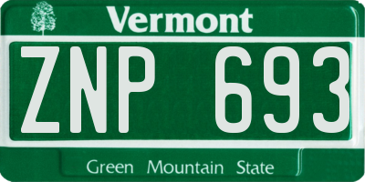 VT license plate ZNP693