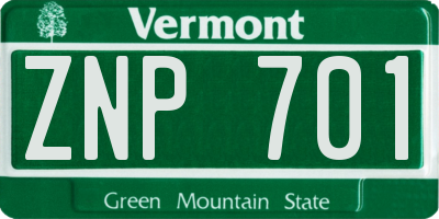 VT license plate ZNP701