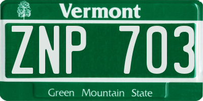VT license plate ZNP703