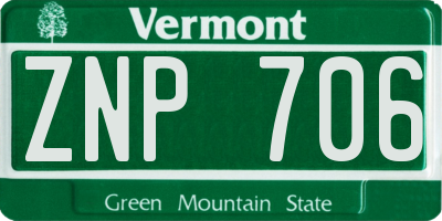 VT license plate ZNP706