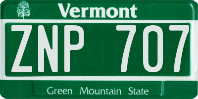 VT license plate ZNP707