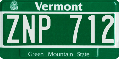 VT license plate ZNP712