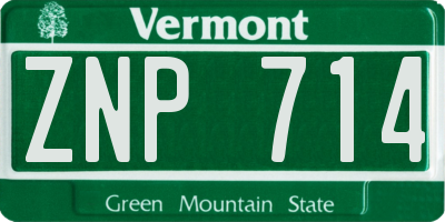 VT license plate ZNP714