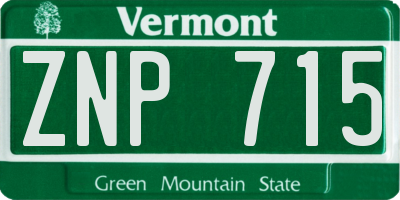 VT license plate ZNP715