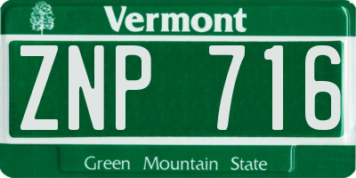 VT license plate ZNP716