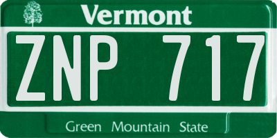 VT license plate ZNP717