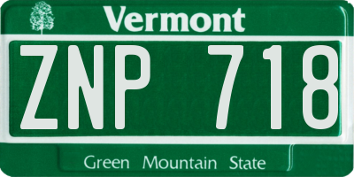 VT license plate ZNP718