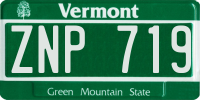 VT license plate ZNP719