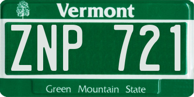 VT license plate ZNP721
