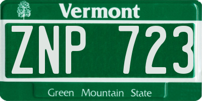 VT license plate ZNP723