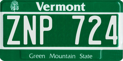 VT license plate ZNP724