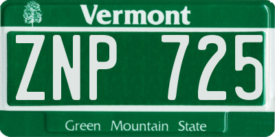 VT license plate ZNP725