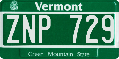 VT license plate ZNP729