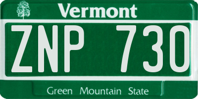 VT license plate ZNP730