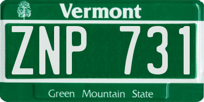 VT license plate ZNP731