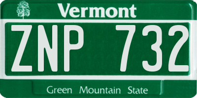 VT license plate ZNP732