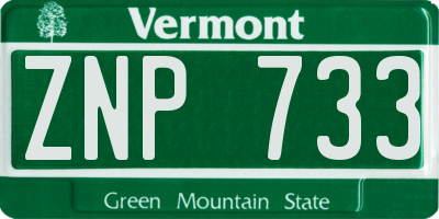 VT license plate ZNP733