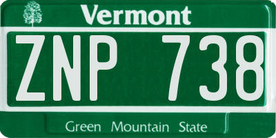 VT license plate ZNP738