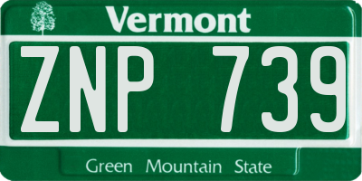 VT license plate ZNP739