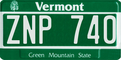VT license plate ZNP740