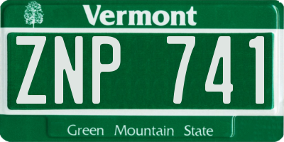 VT license plate ZNP741