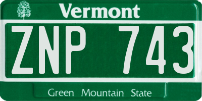 VT license plate ZNP743