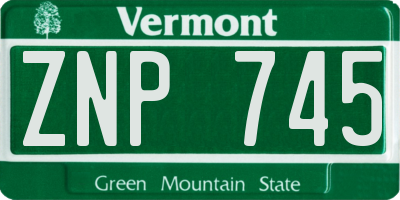 VT license plate ZNP745