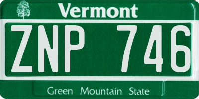 VT license plate ZNP746