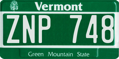 VT license plate ZNP748