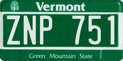 VT license plate ZNP751