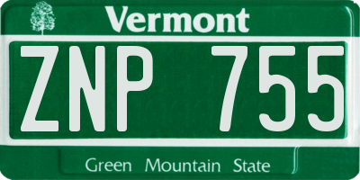 VT license plate ZNP755