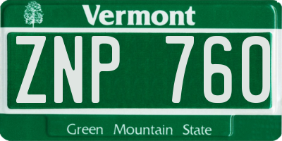 VT license plate ZNP760