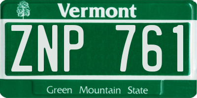 VT license plate ZNP761