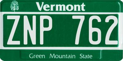 VT license plate ZNP762