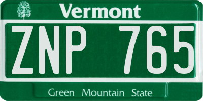 VT license plate ZNP765