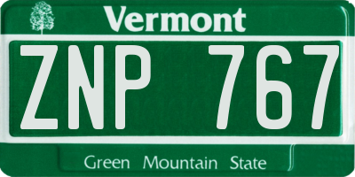 VT license plate ZNP767